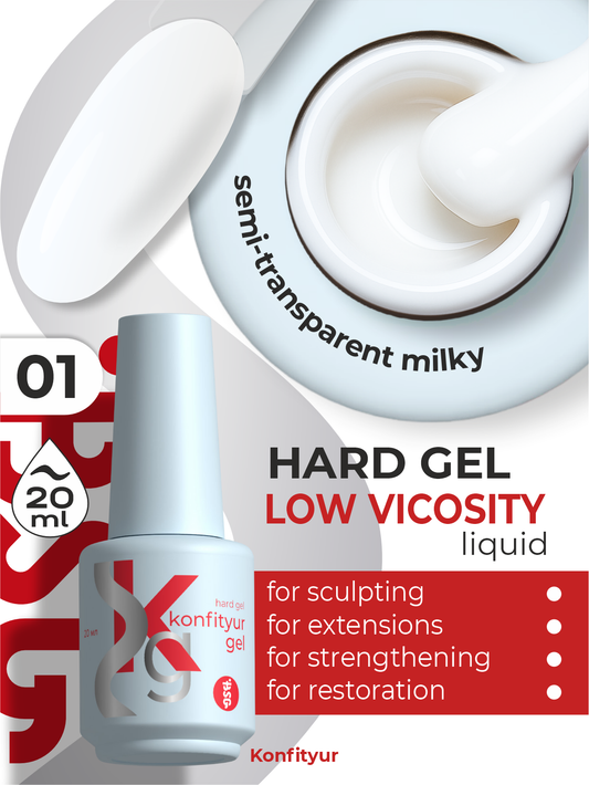 BSG Hard gel in a bottle Konfityur #01 LOW VISCOSITY - Milky (loose) (20 ml)