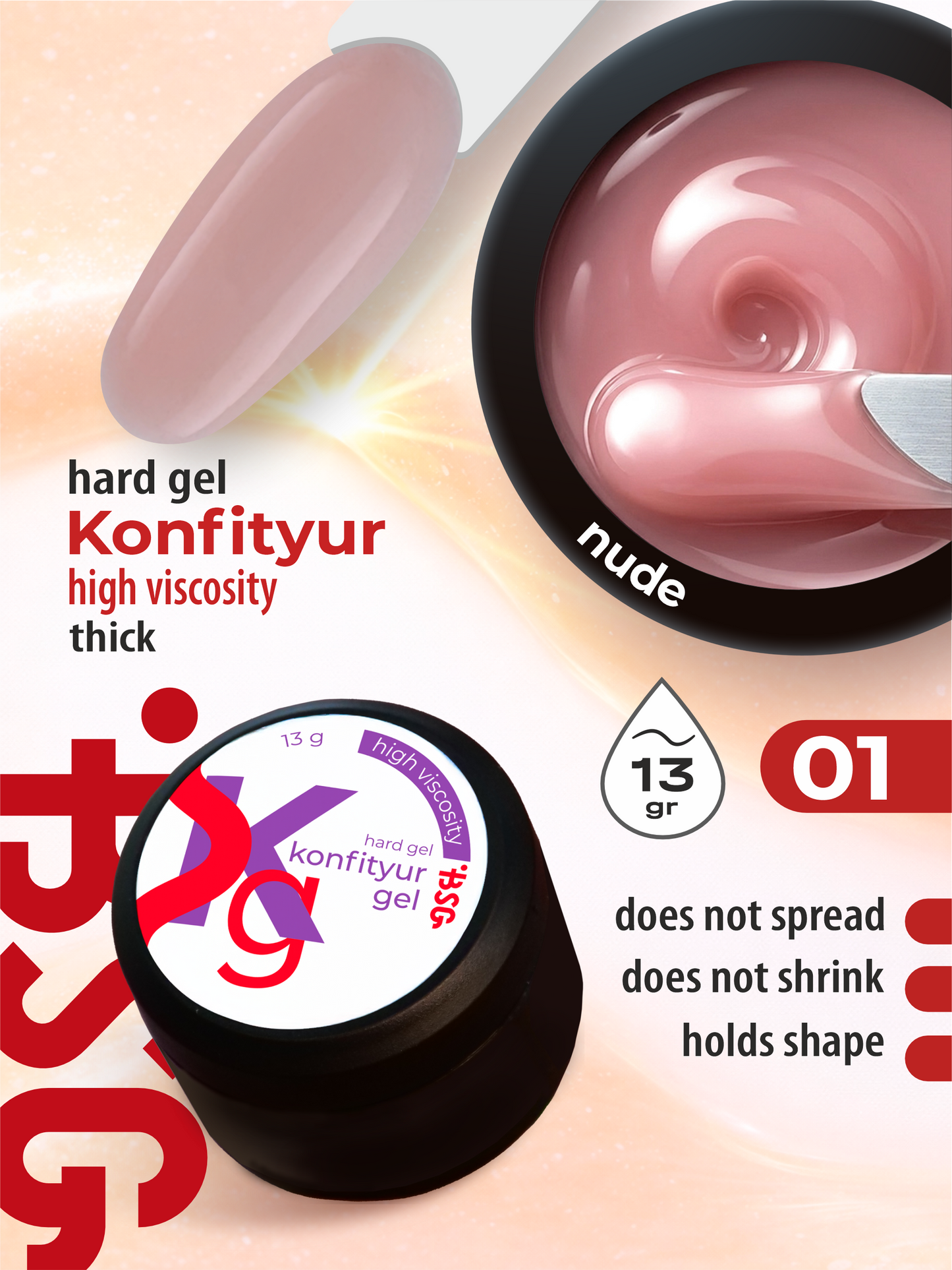 BSG Hard gel for building Konfityur #01 HIGH VISCOSITY (13 g)