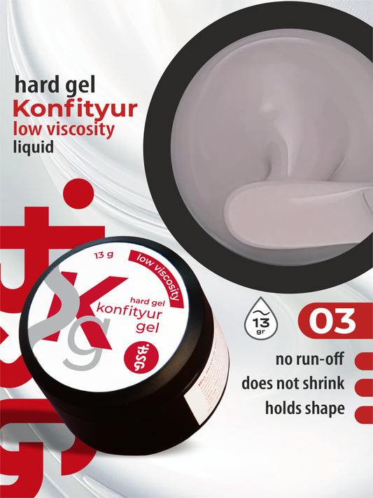 BSG Hard gel for extensions Konfityur #03 LOW VISCOSITY - Ivory (13 g)