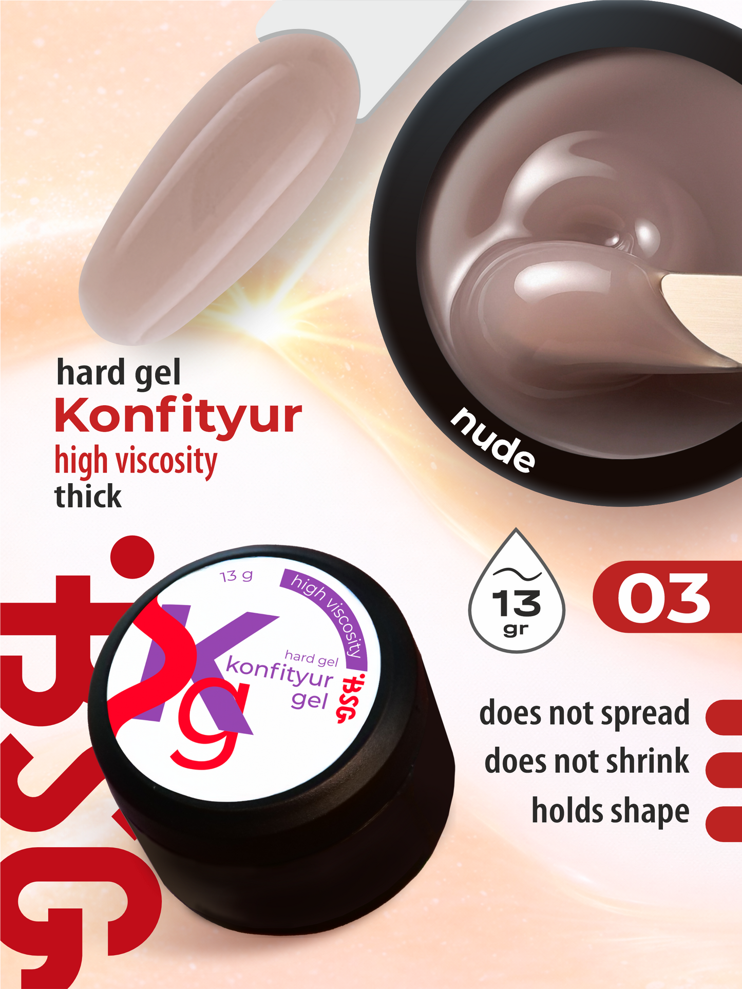 BSG Hard gel for building Konfityur #03 HIGH VISCOSITY (13 g)