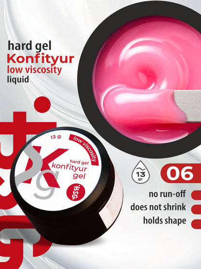 BSG Hard gel for extensions Konfityur #06 LOW VISCOSITY - Hot pink (13 g)