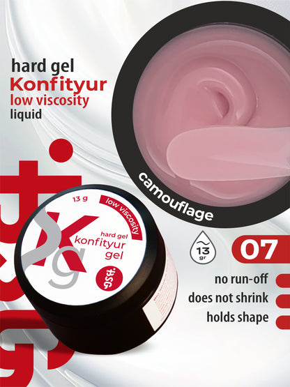 BSG Hard gel for extensions Konfityur #07 LOW VISCOSITY - Pink pearl (13 g)