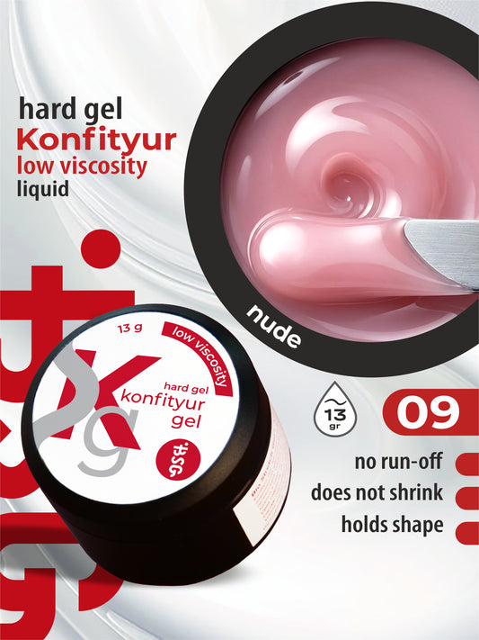 BSG Hard gel for extensions Konfityur ¹09 LOW VISCOSITY - Transparent pink pearl (13 g)