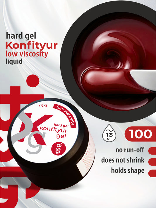 BSG Hard gel for extensions Konfityur ¹100 LOW VISCOSITY - Red-burgundy (13 g)