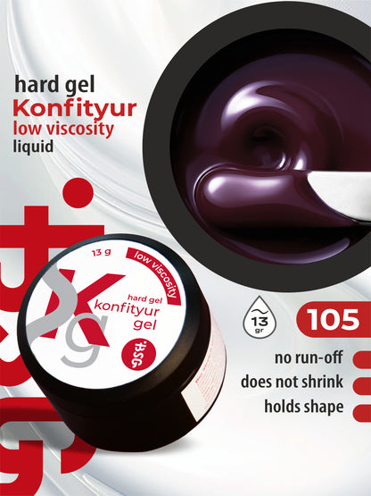 BSG Hard gel for extensions Konfityur ¹105 LOW VISCOSITY - Licorice candy with a burgundy undertone (13 g)