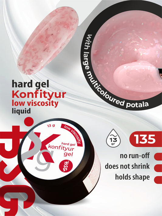 BSG Hard gel for extensions Konfityur ¹135 LOW VISCOSITY - Summer Sundresses collection (13 g)