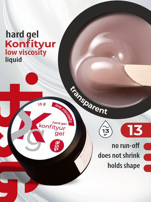 BSG Hard gel for extensions Konfityur ¹13 LOW VISCOSITY - Transparent pink, camouflage (13 g)