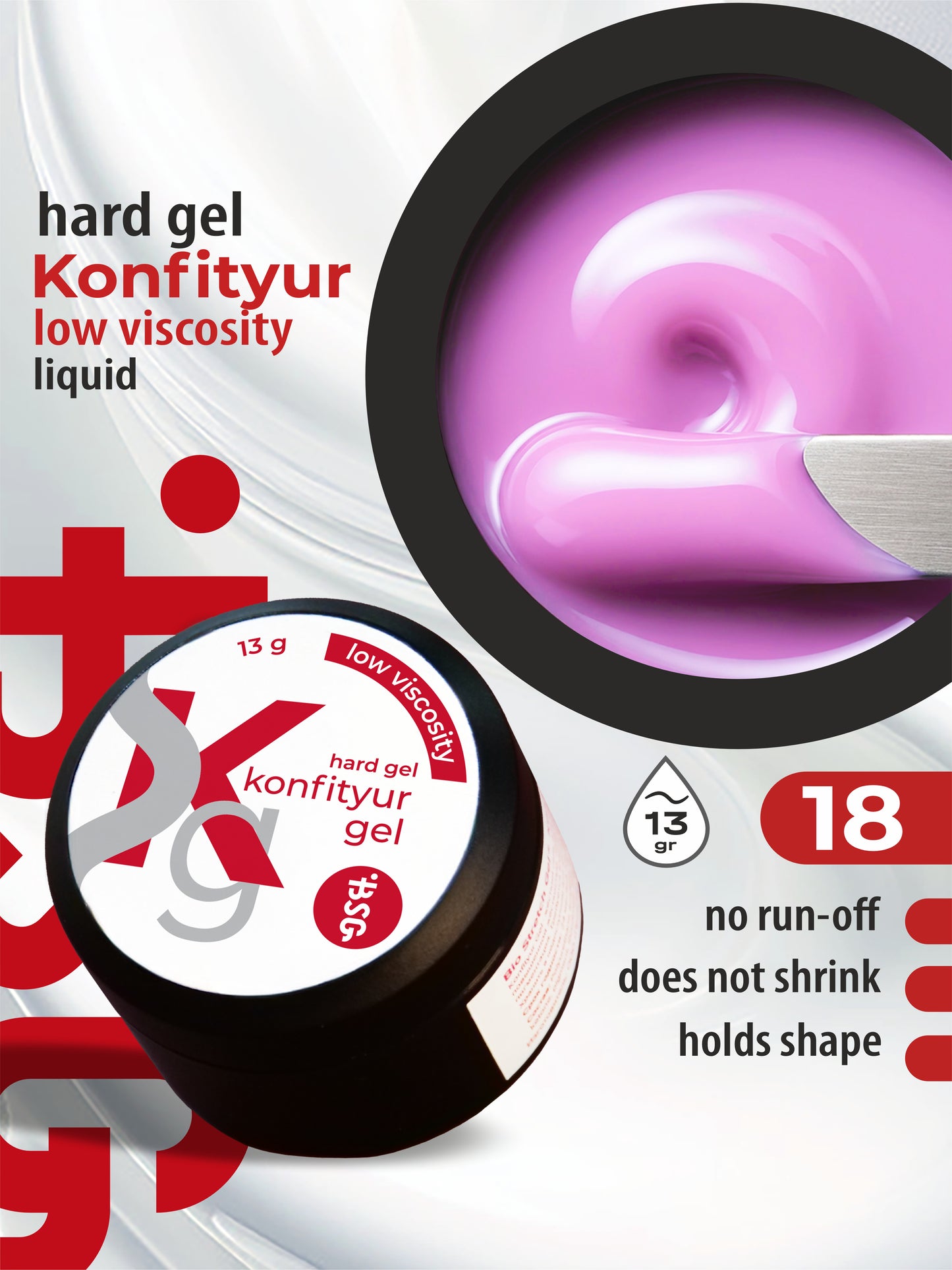 BSG Hard gel for extensions Konfityur ¹18 LOW VISCOSITY - Light orchid (13 g)