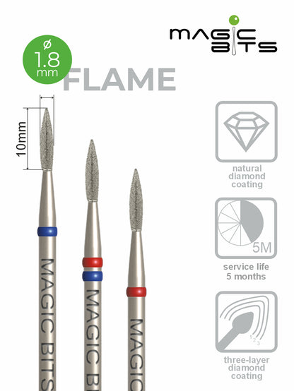 Puntas mágicas de diamante en forma de llama D=1,8 mm