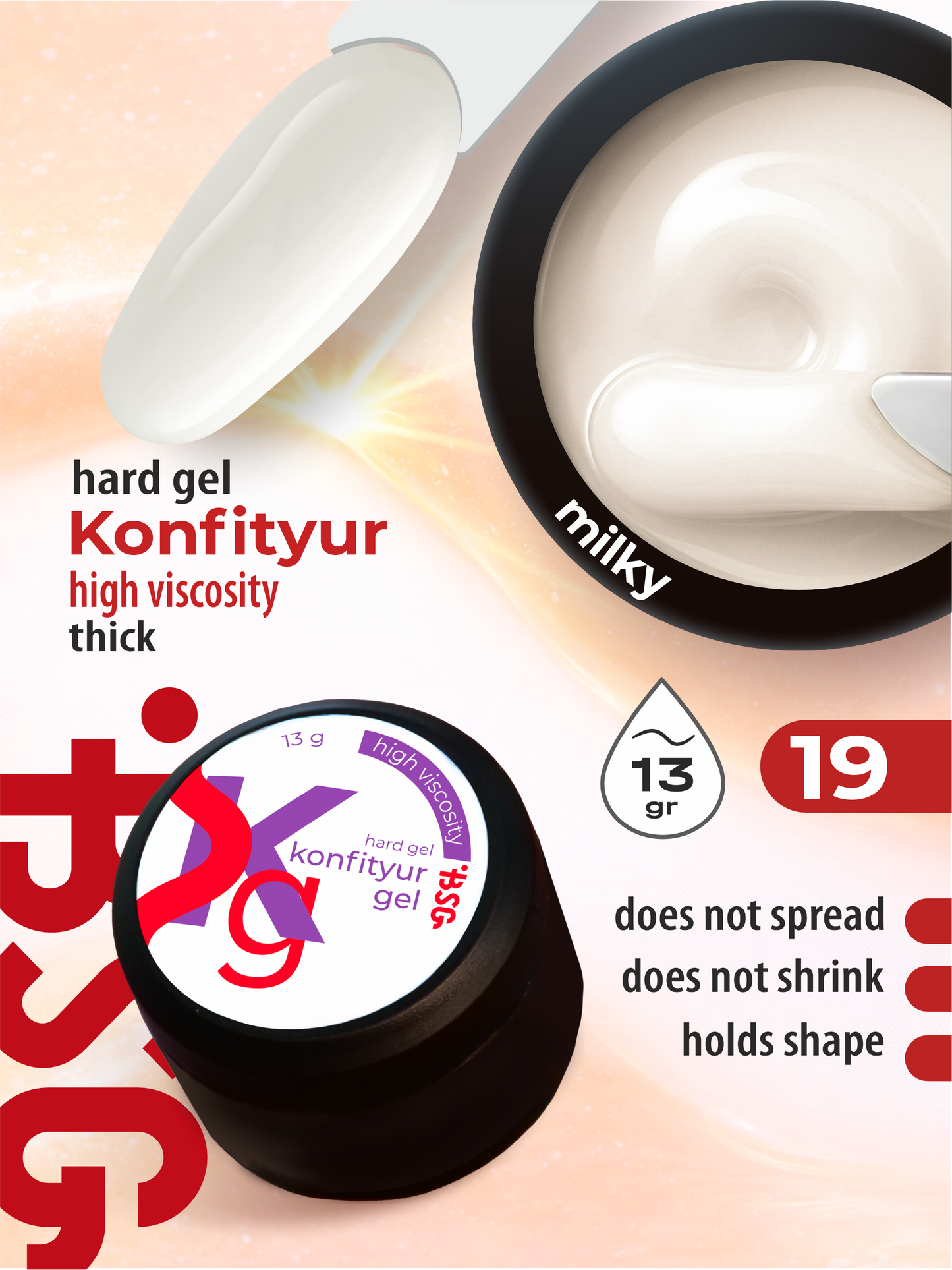 BSG Hard gel for building Konfityur #19 HIGH VISCOSITY (13 g)