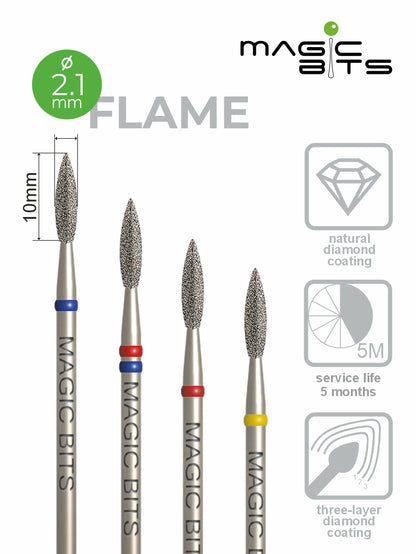 Puntas mágicas de diamante en forma de llama D=2,1 mm