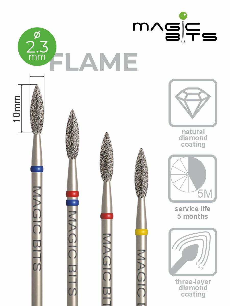 Puntas mágicas de diamante en forma de llama D=2,3 mm