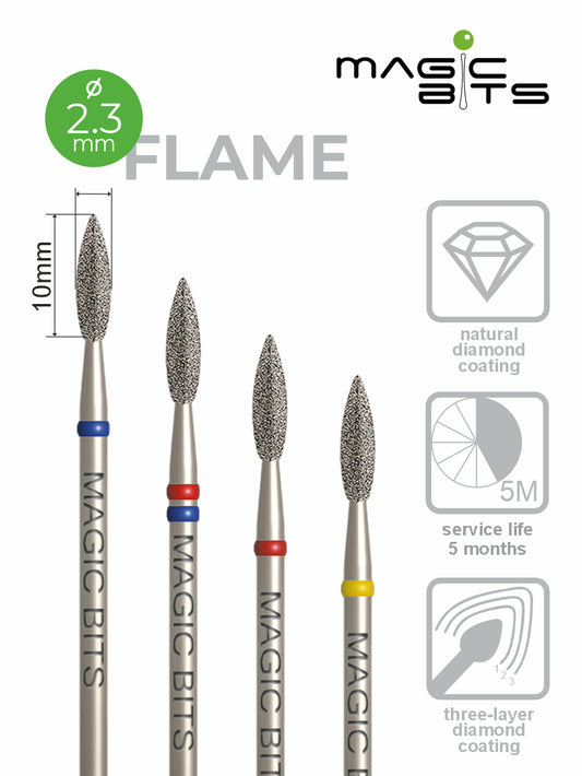 Puntas mágicas de diamante en forma de llama D=2,3 mm