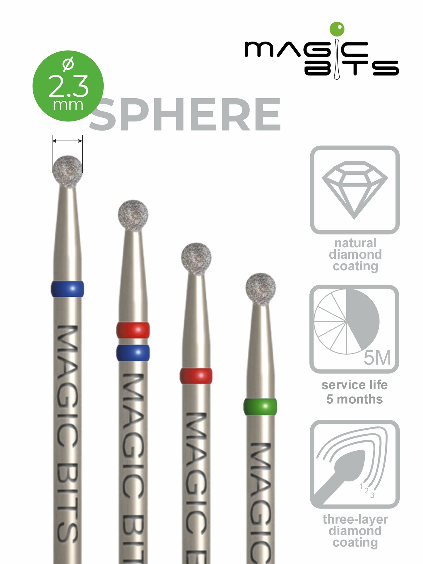 Boule diamantée Magic Bits D=2,3 mm