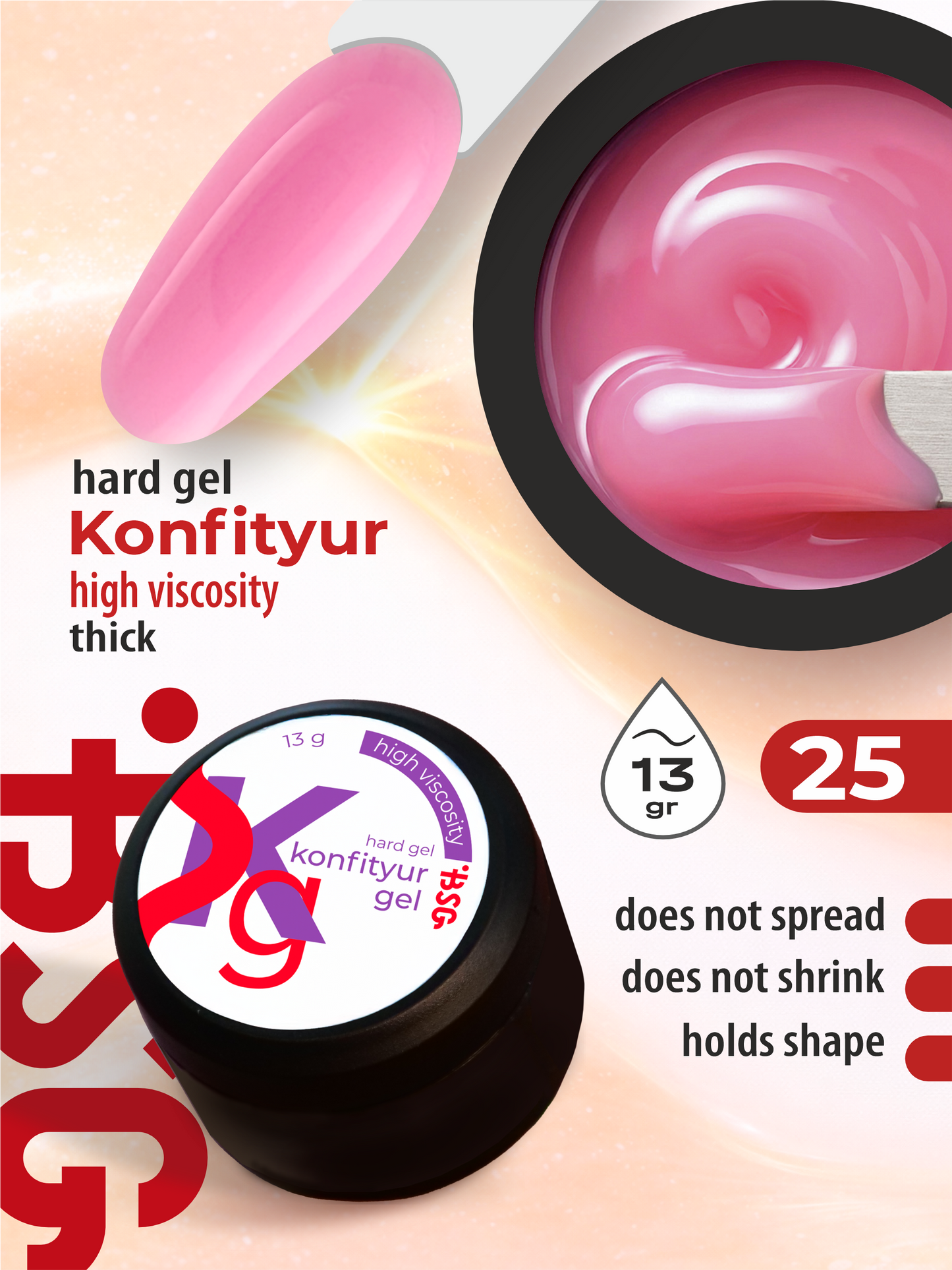 BSG Hard gel for building Konfityur #25 HIGH VISCOSITY (13 g)