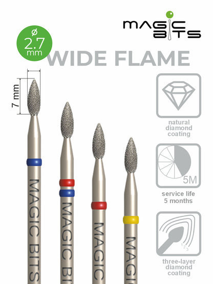 Puntas mágicas de diamante con forma de llama de vientre D=2,7 mm