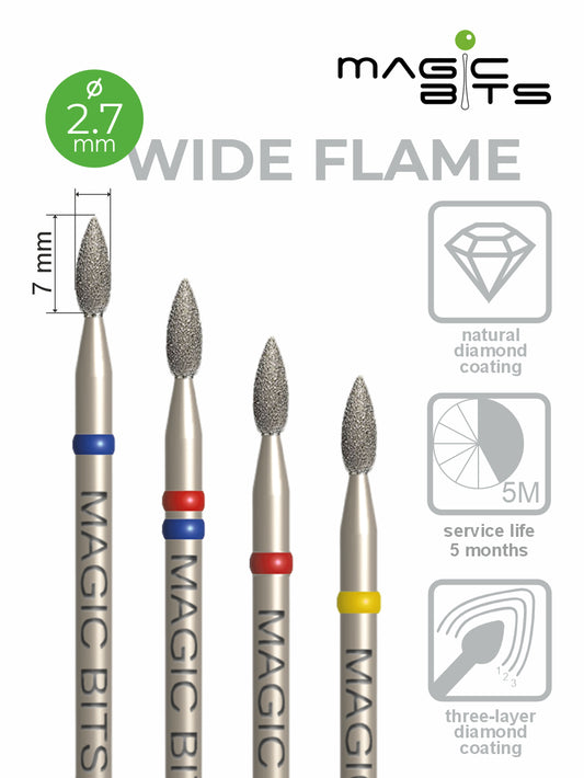 Puntas mágicas de diamante con forma de llama de vientre D=2,7 mm