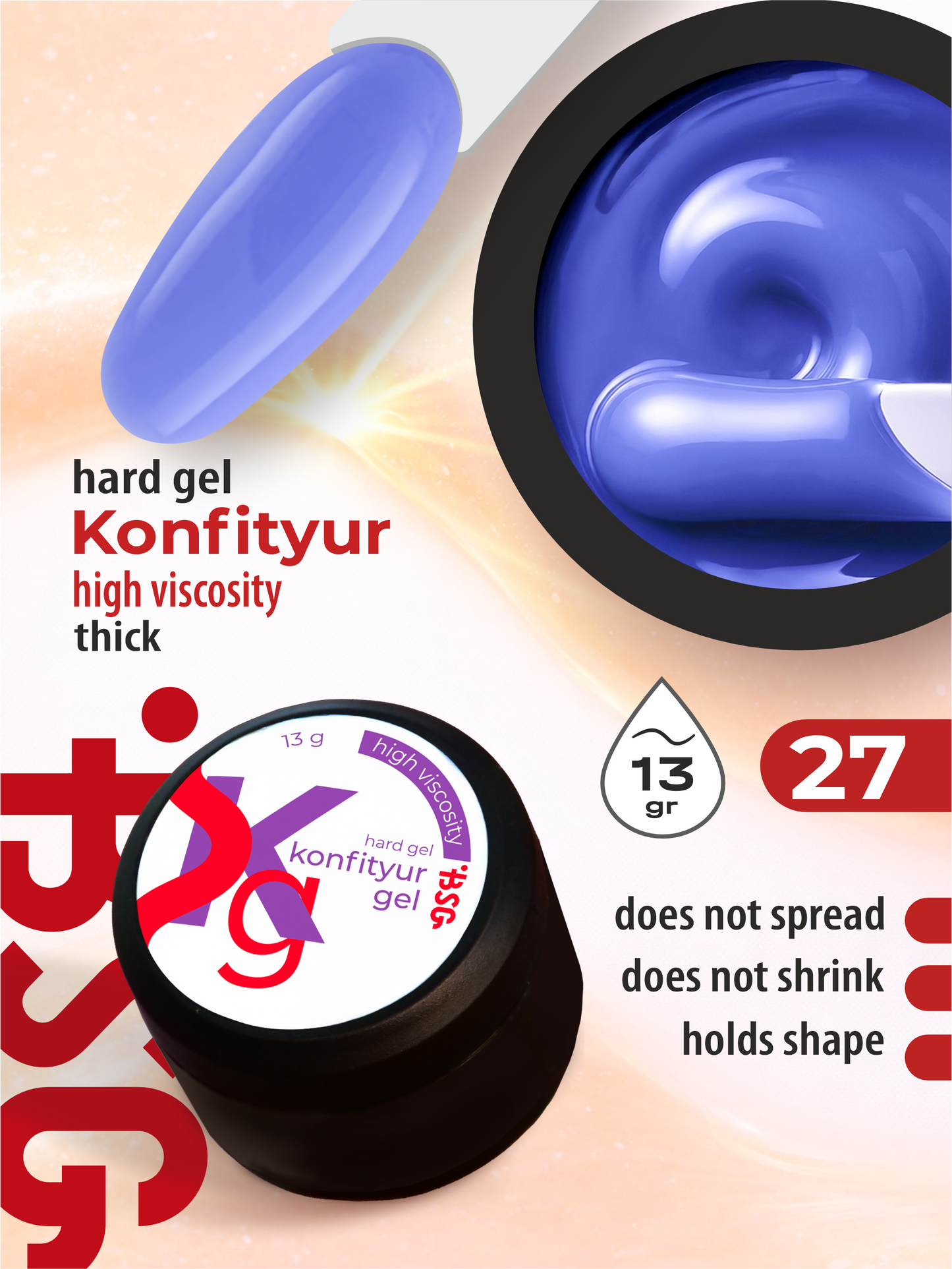 BSG Hard gel for building Konfityur #27 HIGH VISCOSITY (13 g)