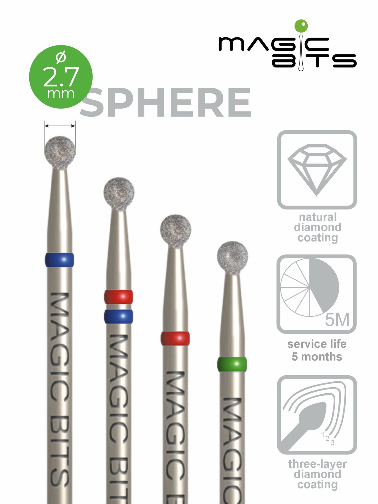 Boule diamantée Magic Bits D=2,7 mm