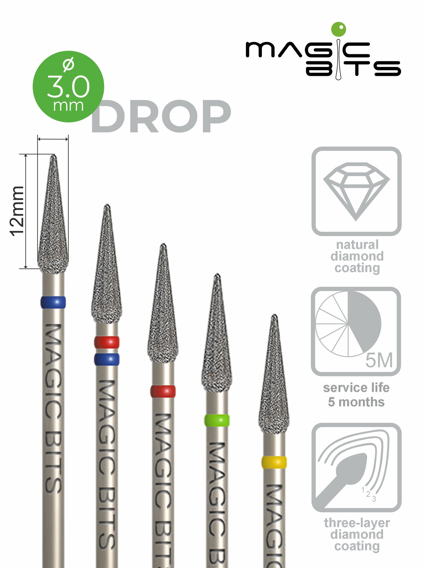 Goutte diamantée Magic Bits D=3,0 mm