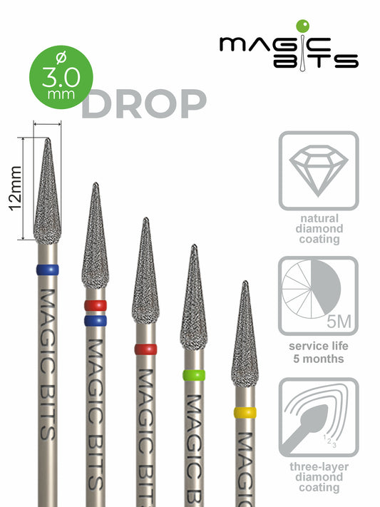 Puntas mágicas de diamante con forma de gota de 3,0 mm de diámetro