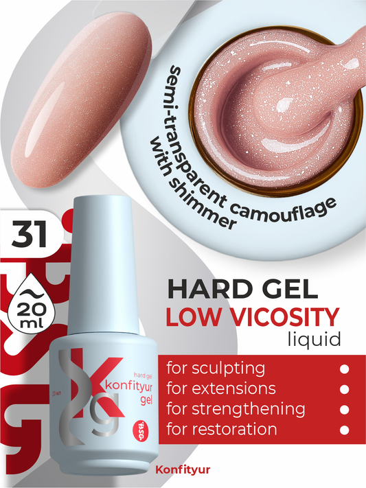 BSG Hard gel in a bottle Konfityur #31 LOW VISCOSITY - Pink with silver shimmer (loose) (20 ml)