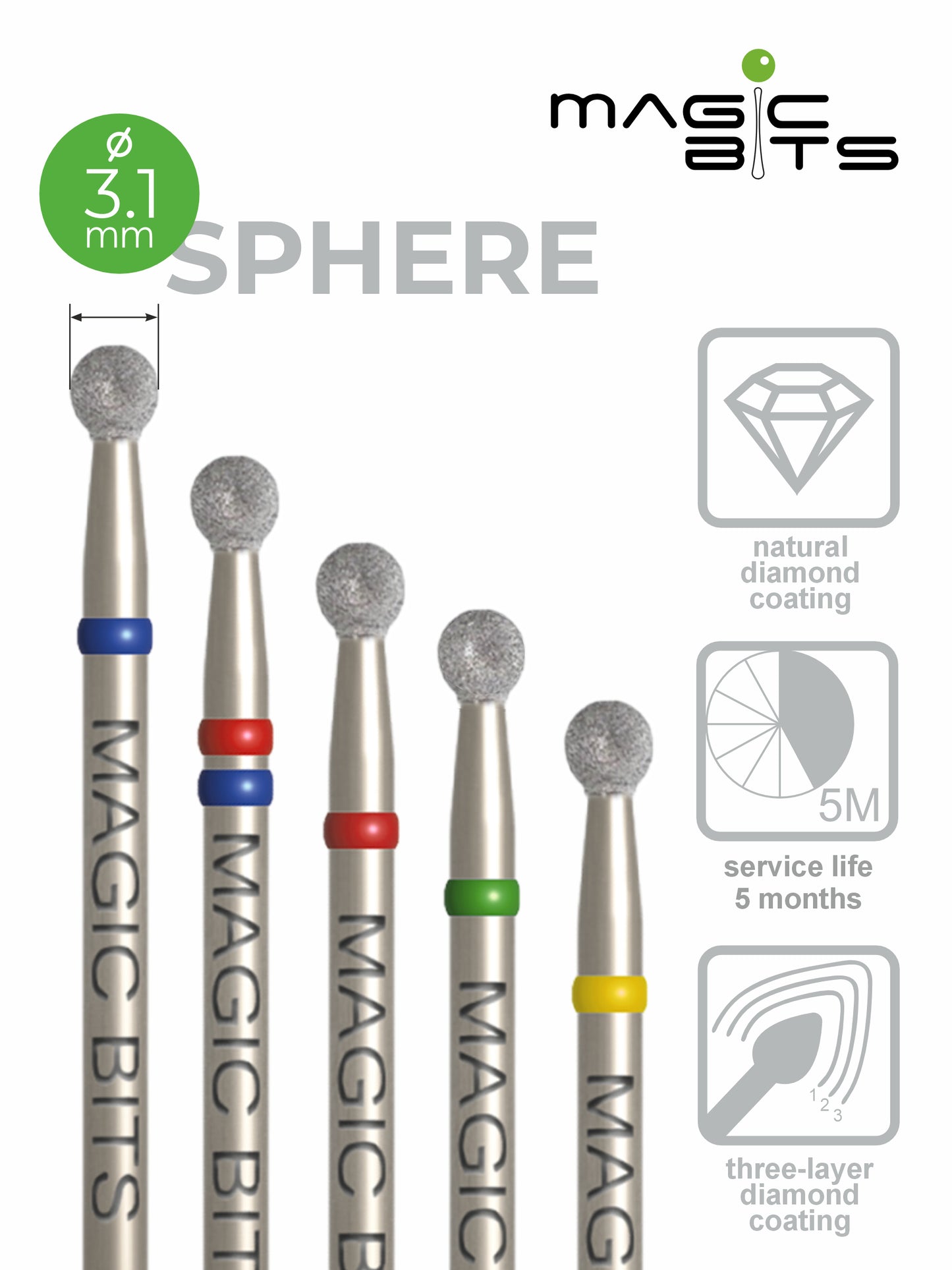 Boule diamantée Magic Bits D=3,1 mm