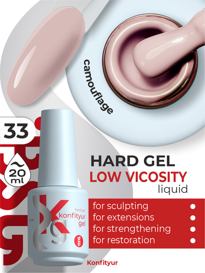 Gel dur BSG en flacon Konfityur n° 33 FAIBLE VISCOSITÉ - Mauve poussiéreux (dense) (20 ml)