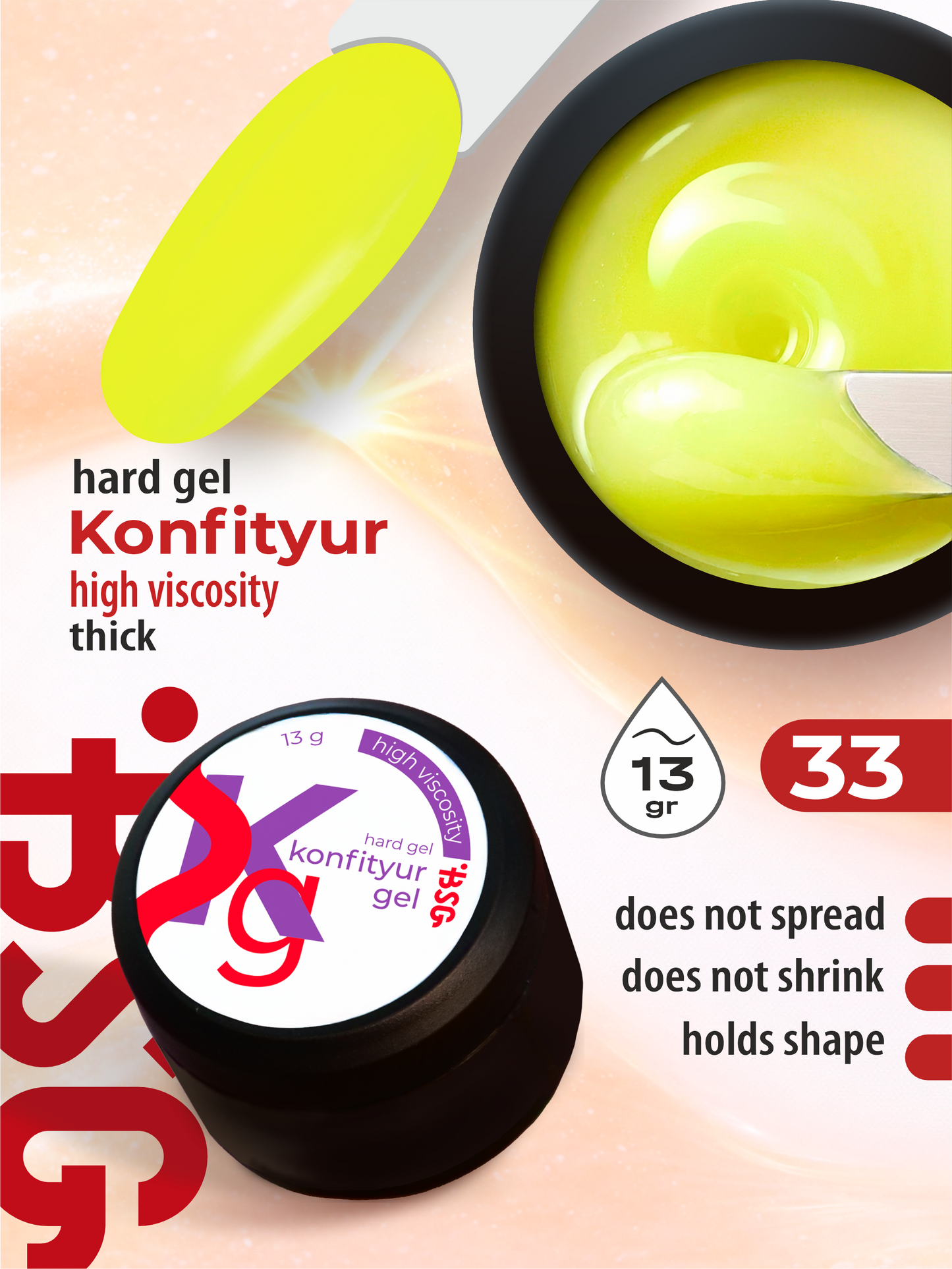 BSG Hard gel for building Konfityur #33 HIGH VISCOSITY (13 g)