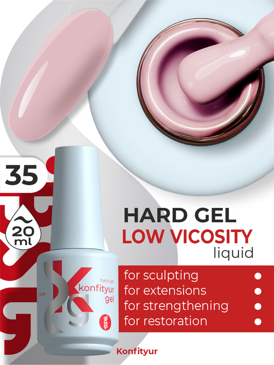 BSG Hard gel in a Konfityur bottle #35 LOW VISCOSITY - Light pink (dense) (20 ml)