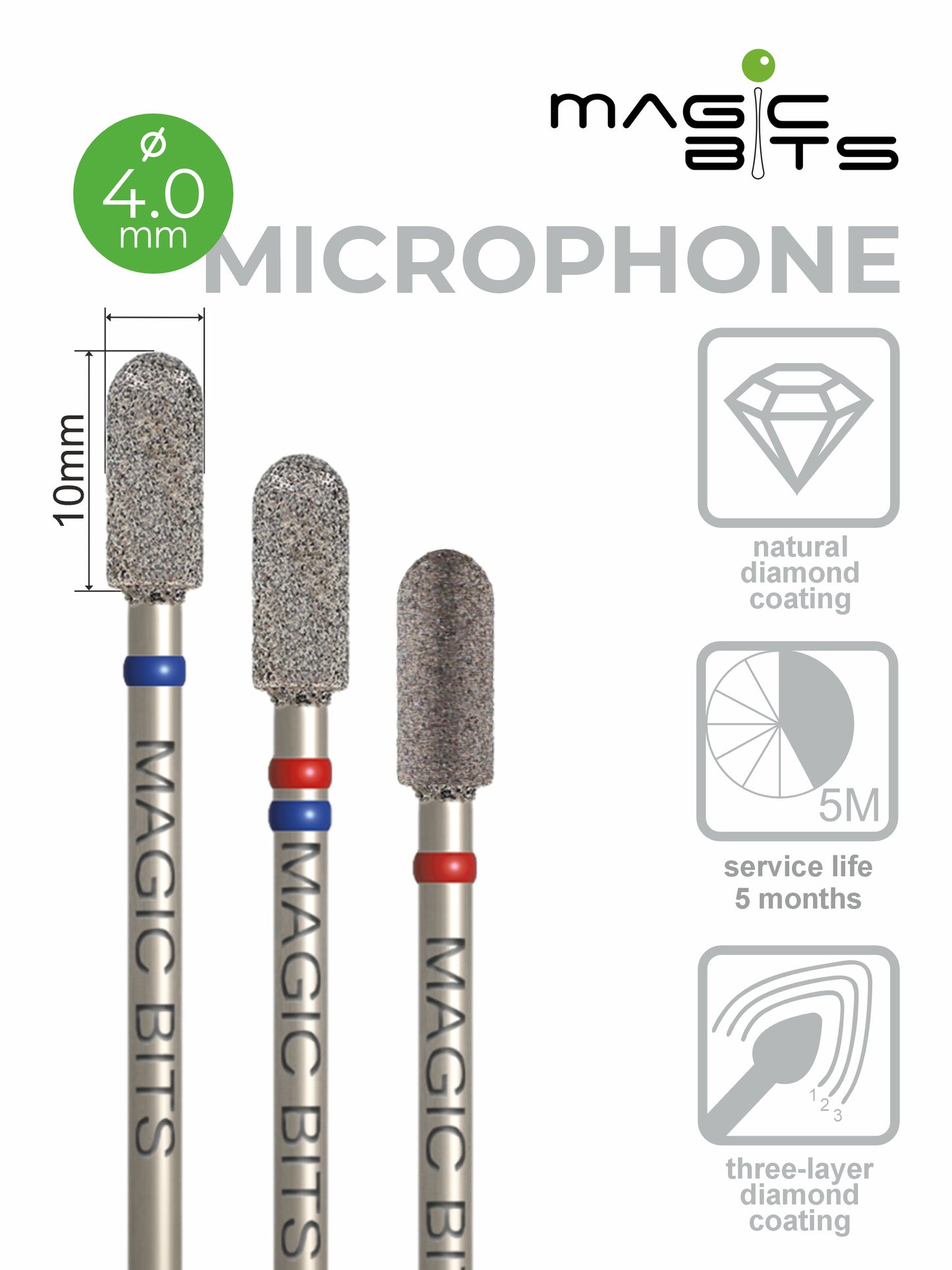 Microphone diamant Magic Bits D=4,0 mm