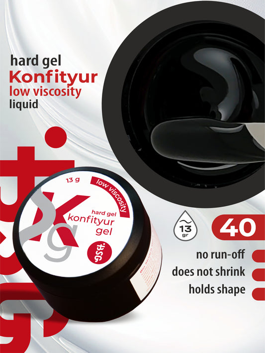Gel duro BSG para extensiones Konfityur ¹40 BAJA VISCOSIDAD - Negro (13 g)