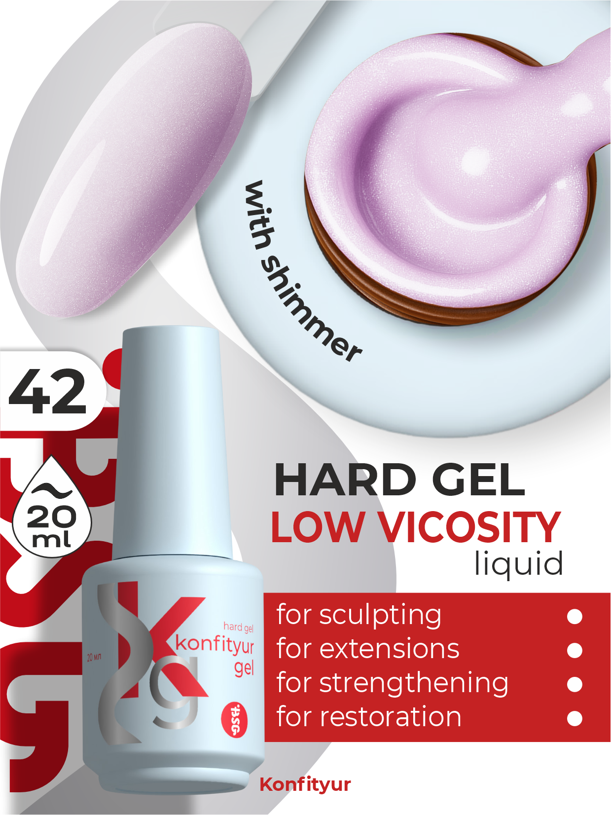 Gel duro BSG en botella Konfityur #03 BAJA VISCOSIDAD - Nude (semitranslúcido) (20 ml)