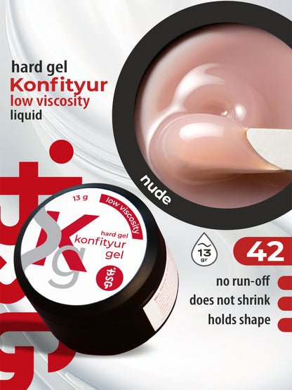 BSG Hard gel for extensions Konfityur ¹42 LOW VISCOSITY - Beige-peach, dense (13 g)