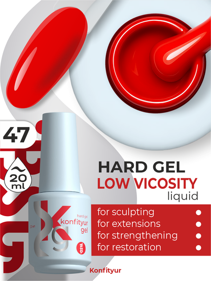 Gel dur BSG en flacon Konfithur #47 FAIBLE VISCOSITÉ - Rouge carmin (dense) (20 ml)