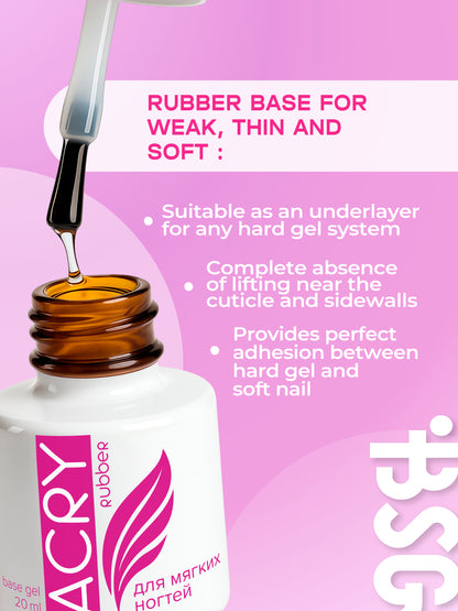 Base en caoutchouc élastique ACRY BSG pour ongles souples (20 ml)